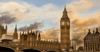 London skyline with the Palace of Westminster and Big Ben